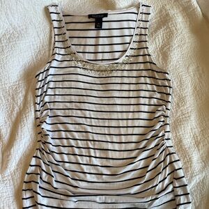 White House Black Market Striped Beaded Tank